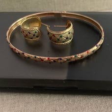 10k Yellow Gold Bangle & earrings