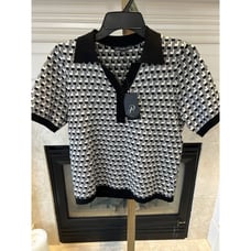 Adrianna Papell Women's Short Sleeve Textured Knit Sweater Top in Black & White