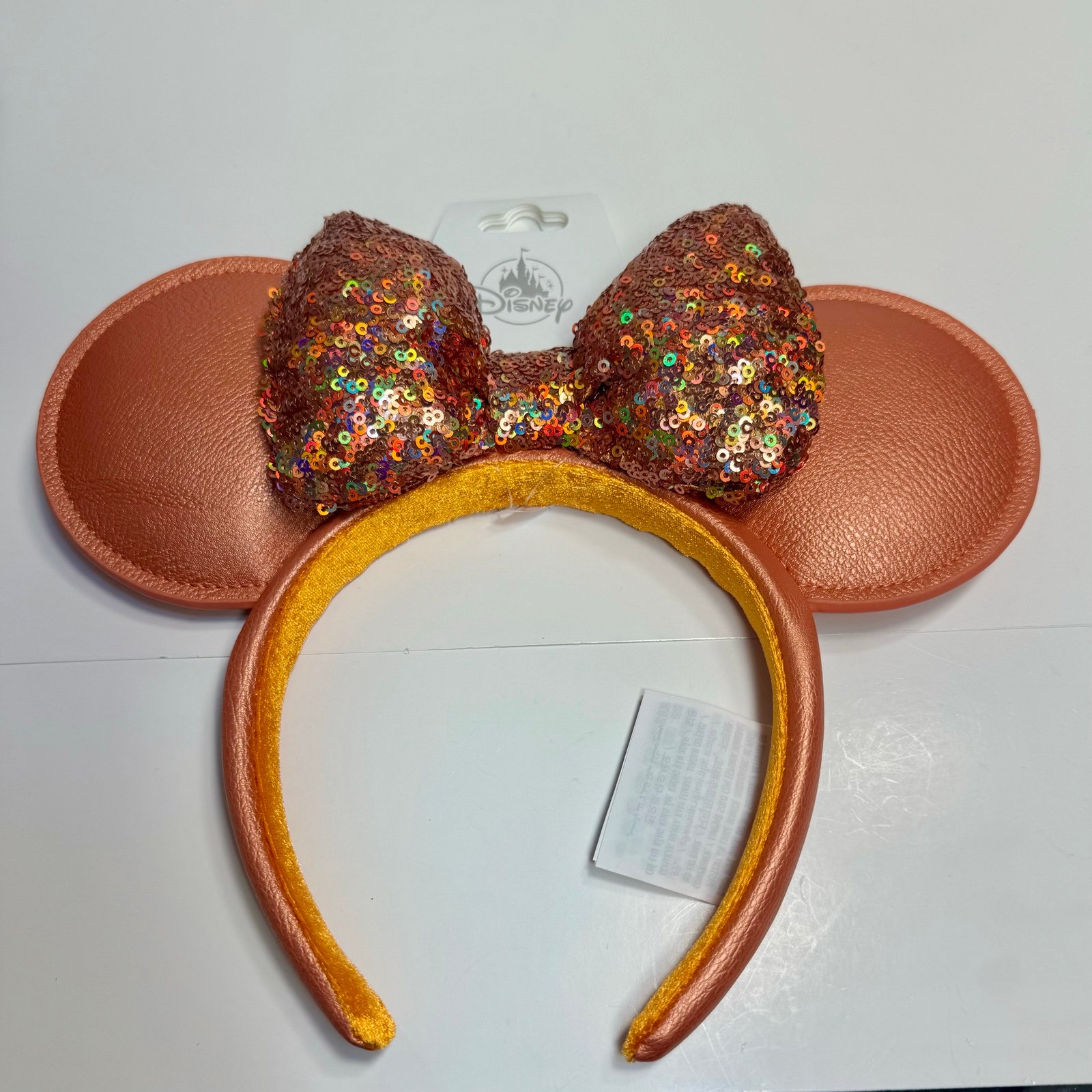 NWT. Disney peach punch sequin ears. Minnie Mouse ears inspired by the peach pun