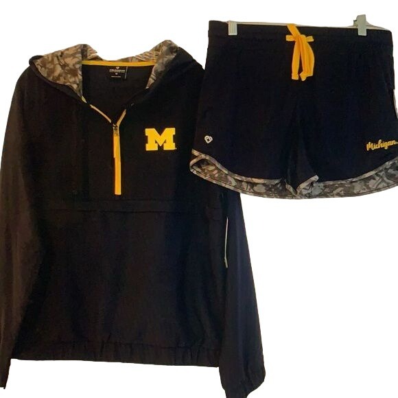 Michigan Wolverines Jacket Shorts Set NCAA Womens Medium New