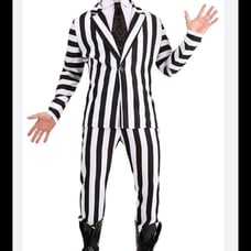 Beetlejuice Cosplay Men’s Medium Michael Keaton Black&White Blazer front button