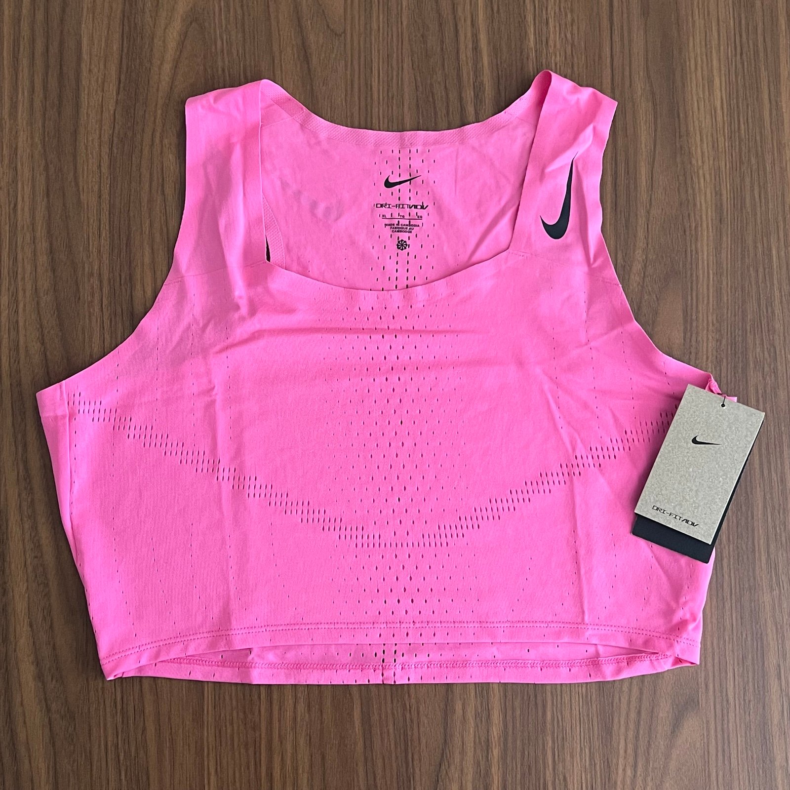 (70) Nike Dri-FIT ADV AeroSwift Crop Run Racing Tank Womens XL Pink DM8728-606