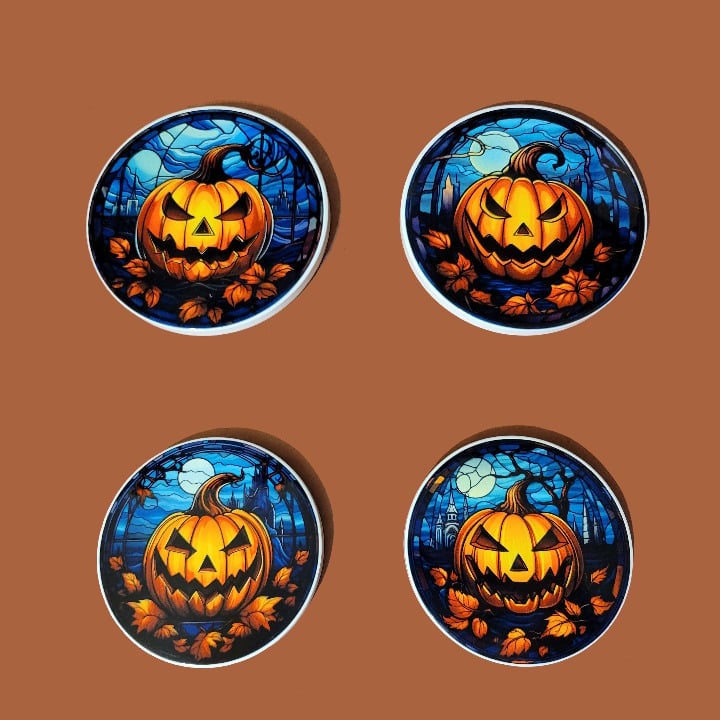 Pumpkin ceramic coasters (set of 4)