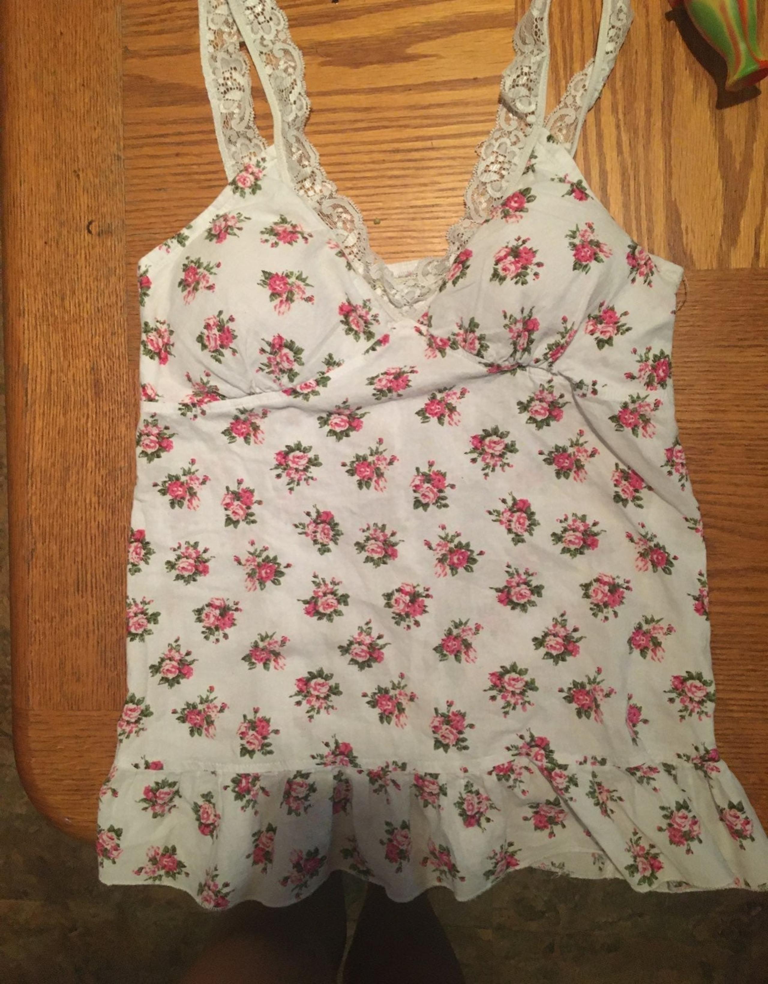 White With flower  tank top