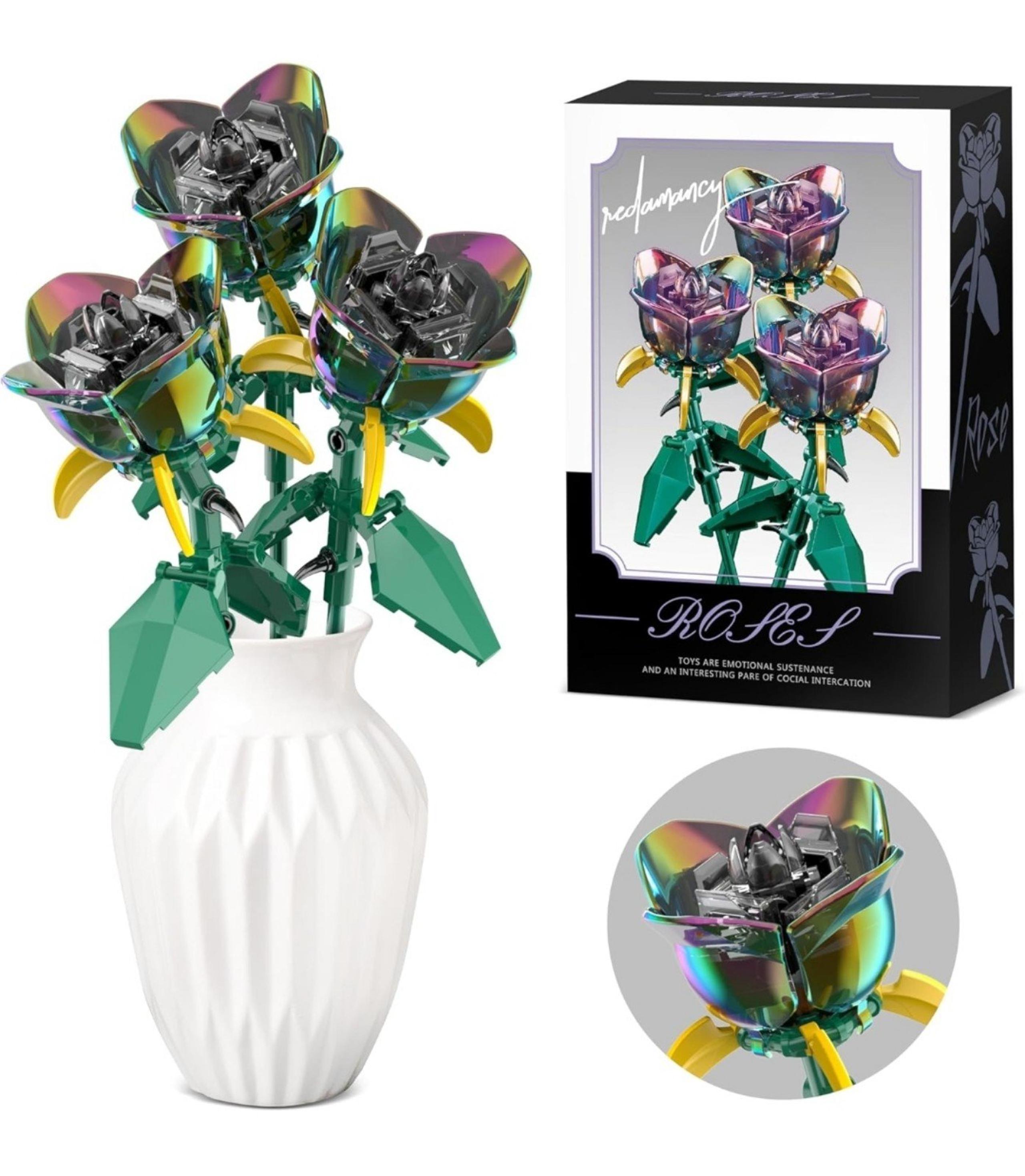 Bouquet of Roses Flowers Building Set, Artificial Flowers for Home Décor, Gift f