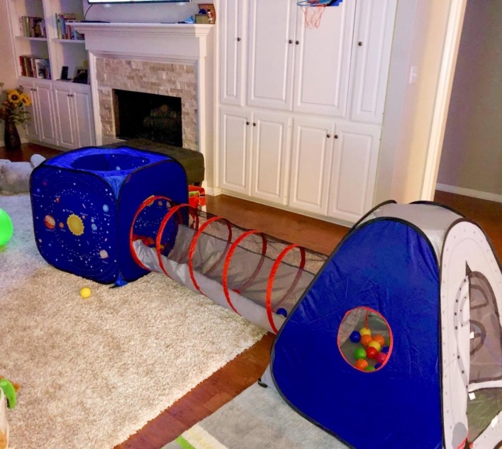 3pc Space Astronaut Pop Up Play Tents with Tunnels for Kids, Boys, Girls