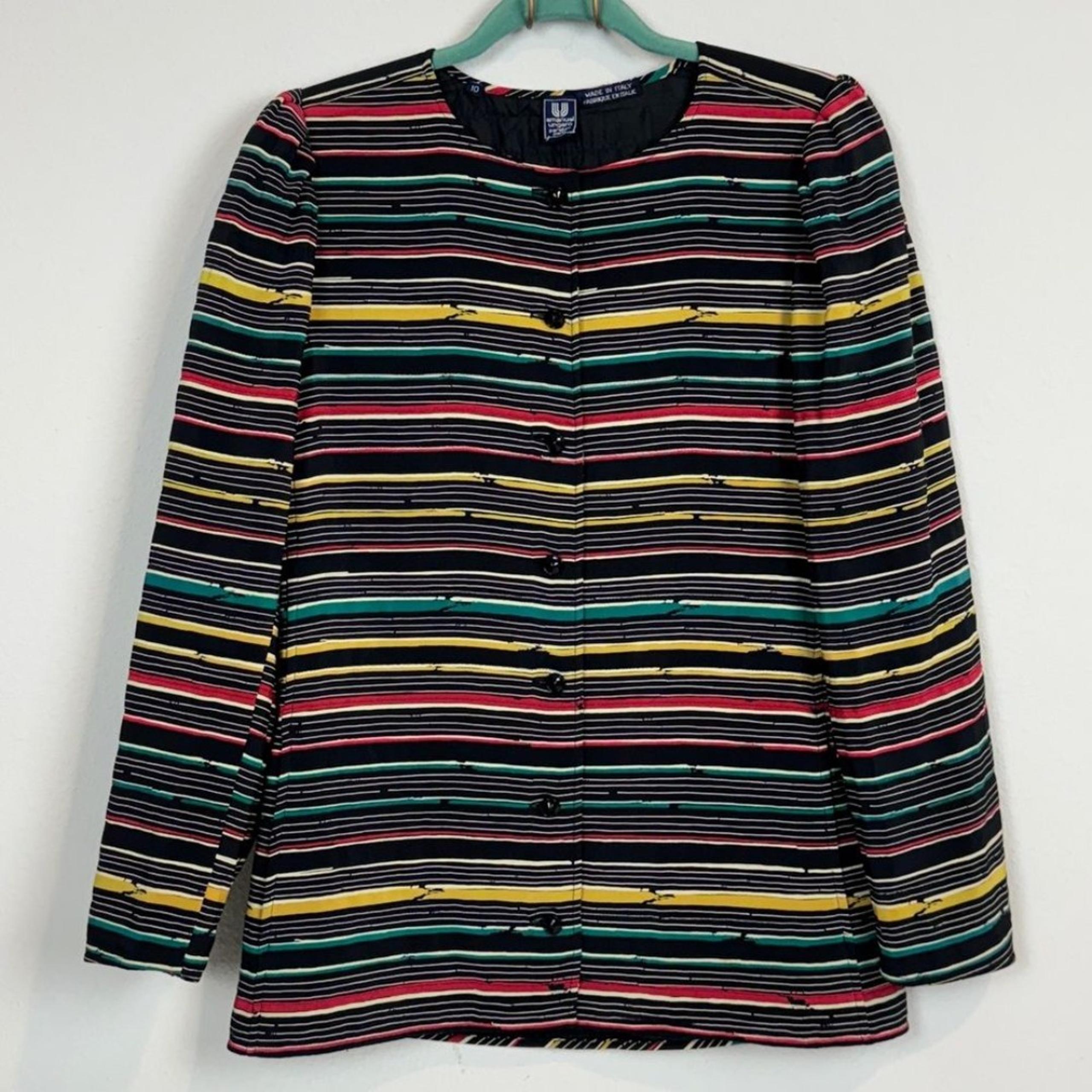 VTG Emanuel Ungaro Striped Quilted Jacket 10 80s
