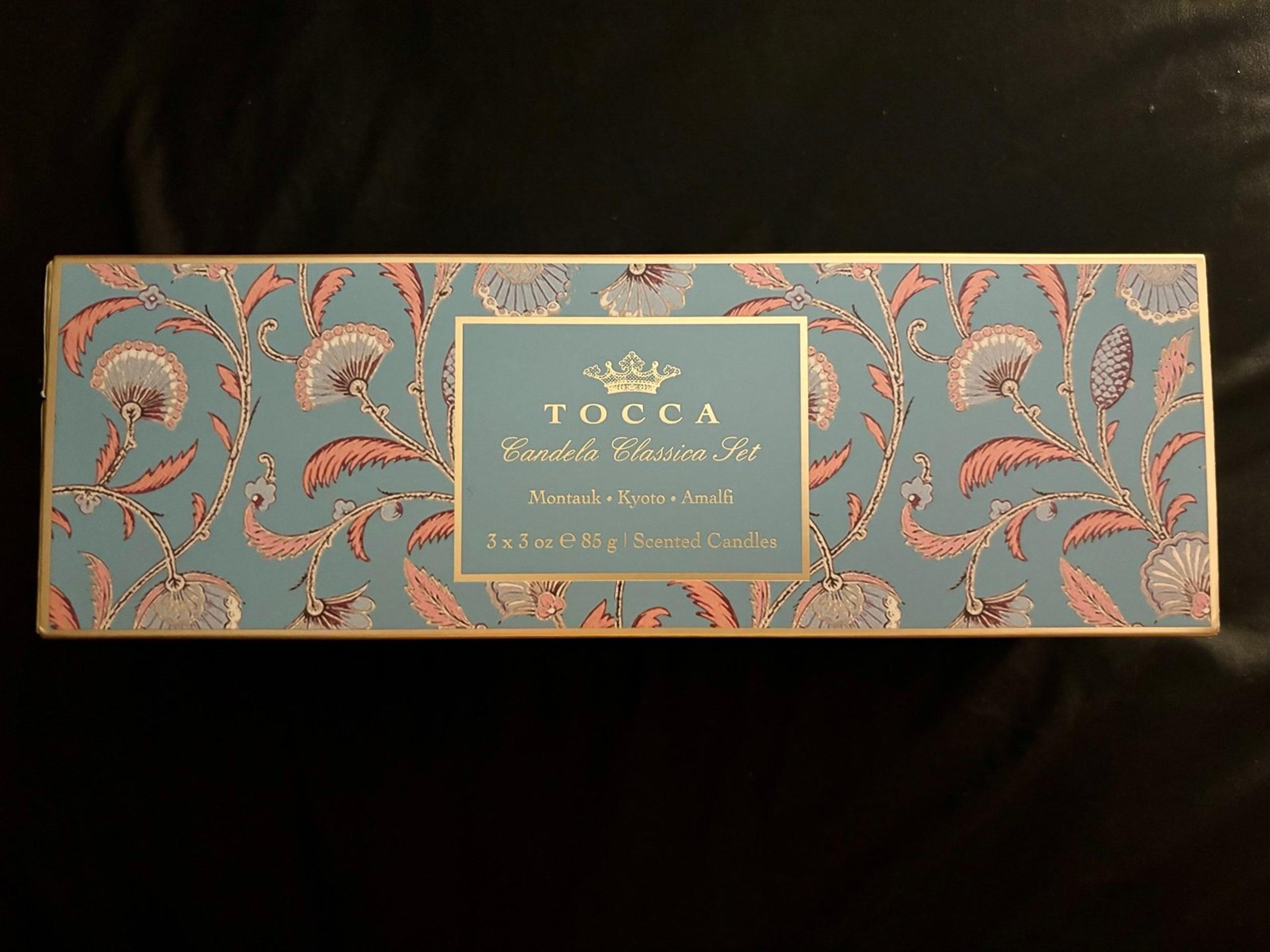 Set of 2 Tocca Amalfi and Kyoto scented candles, 3 ounces each, in gift box