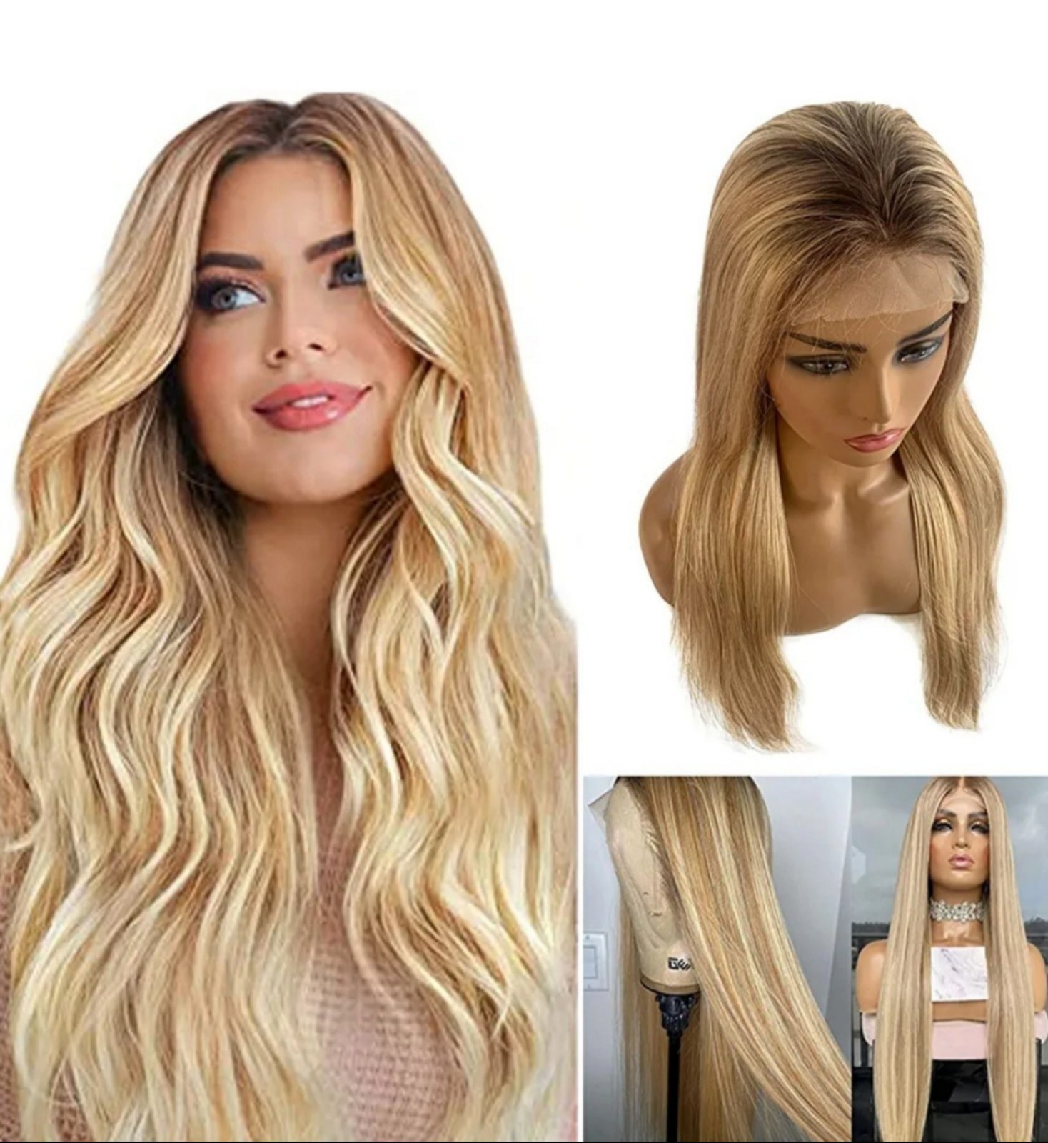 100% human hair blonde free parting