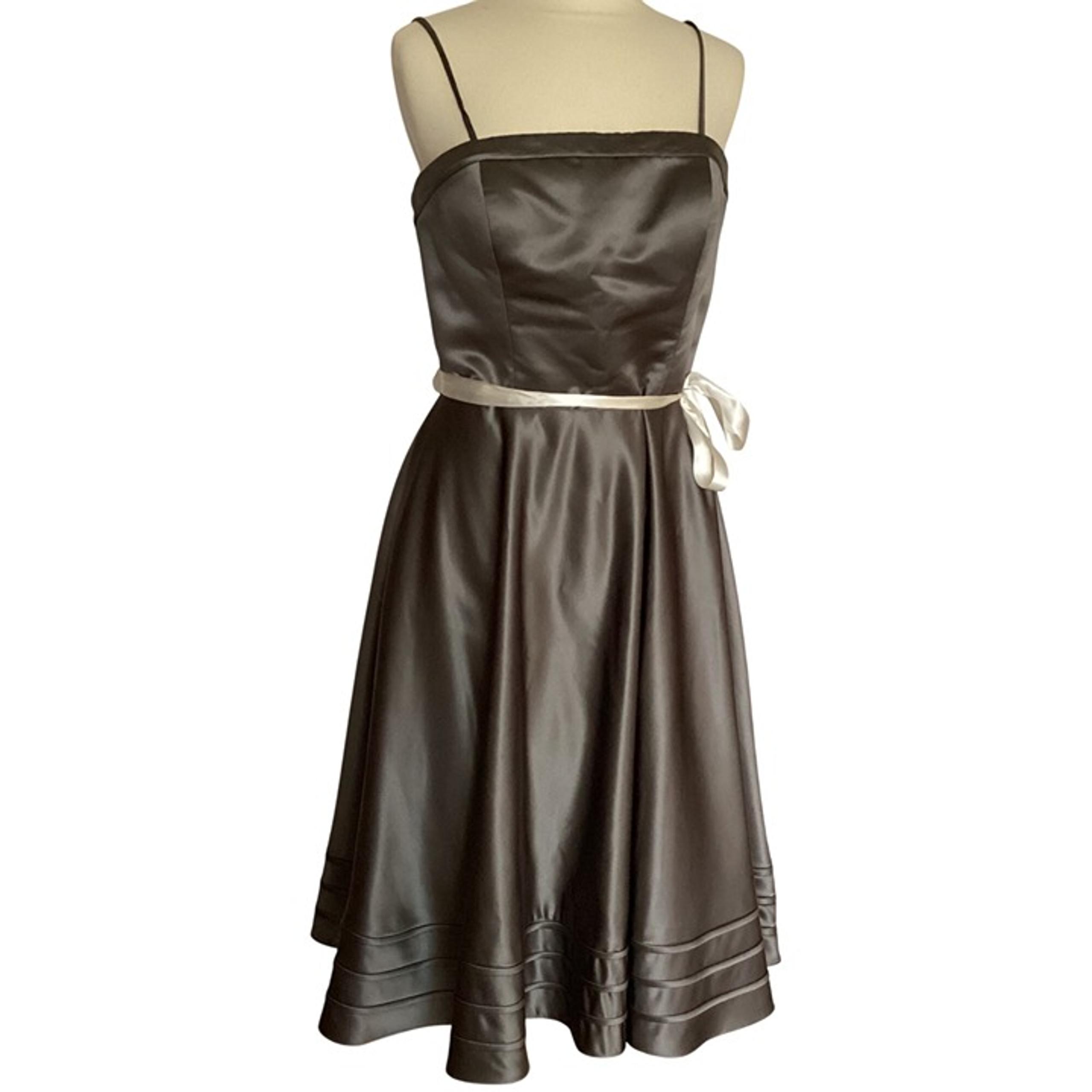 Gray Satin Formal Dress Prom Bridesmaid Size 14 - Bill Levkoff