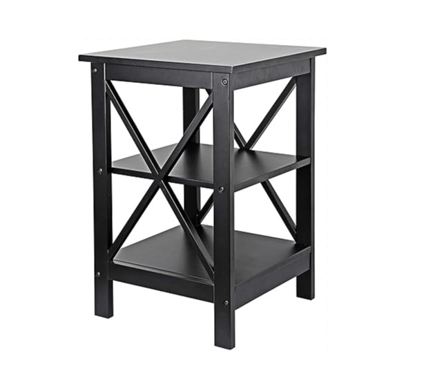3-Tier End Table X Sofa Side End Table with Storage Shelves Perfect