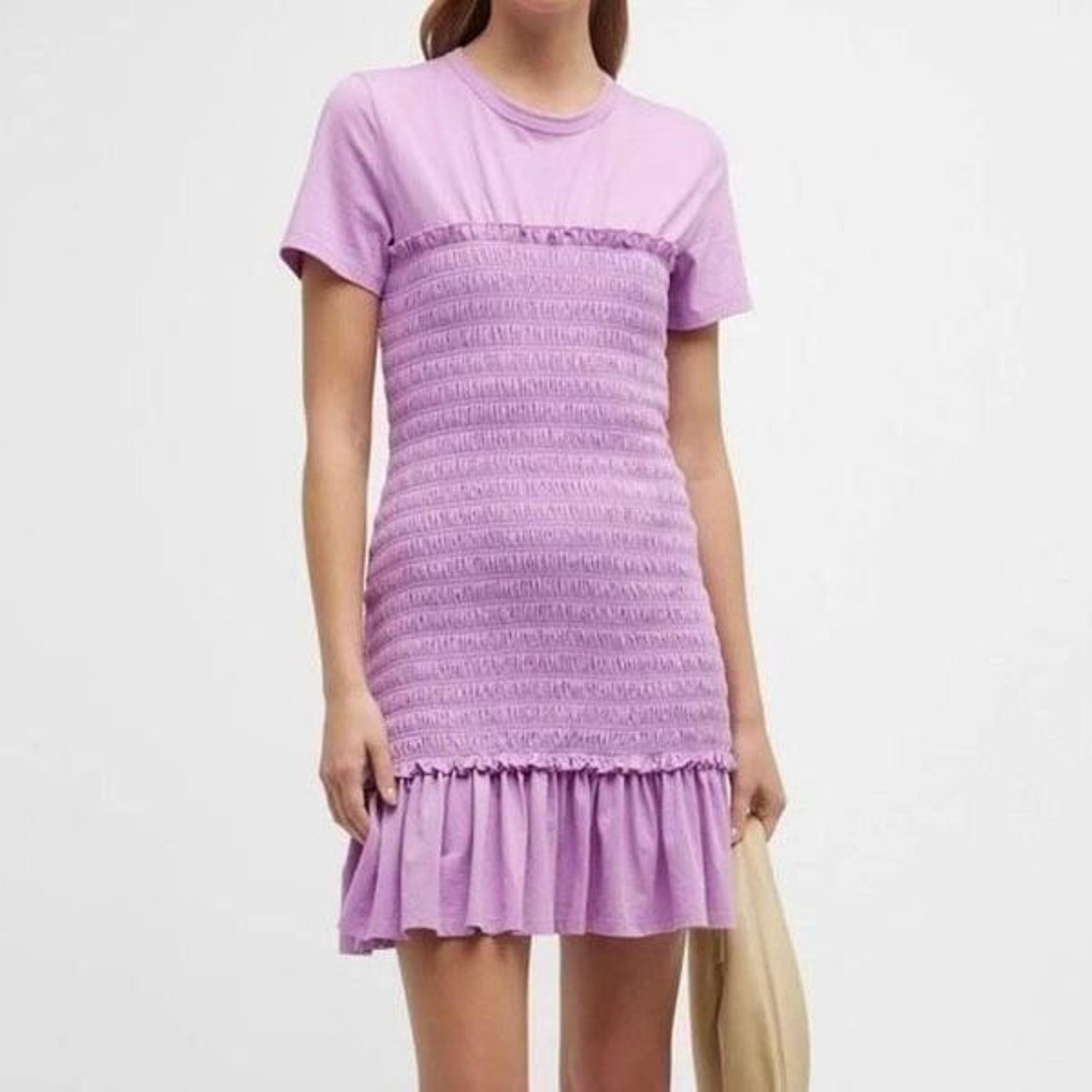 Veronica Beard Purple Tomlin Smocked Ruffled Mini Dress NWT Size Extra Large