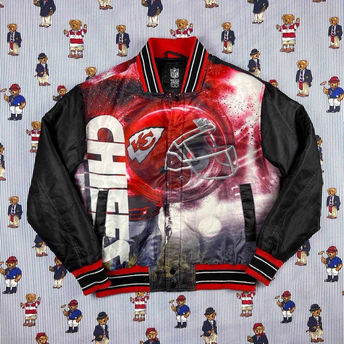 NFL Kansas City Chiefs All Over Print Bomber Jacket Size Medium