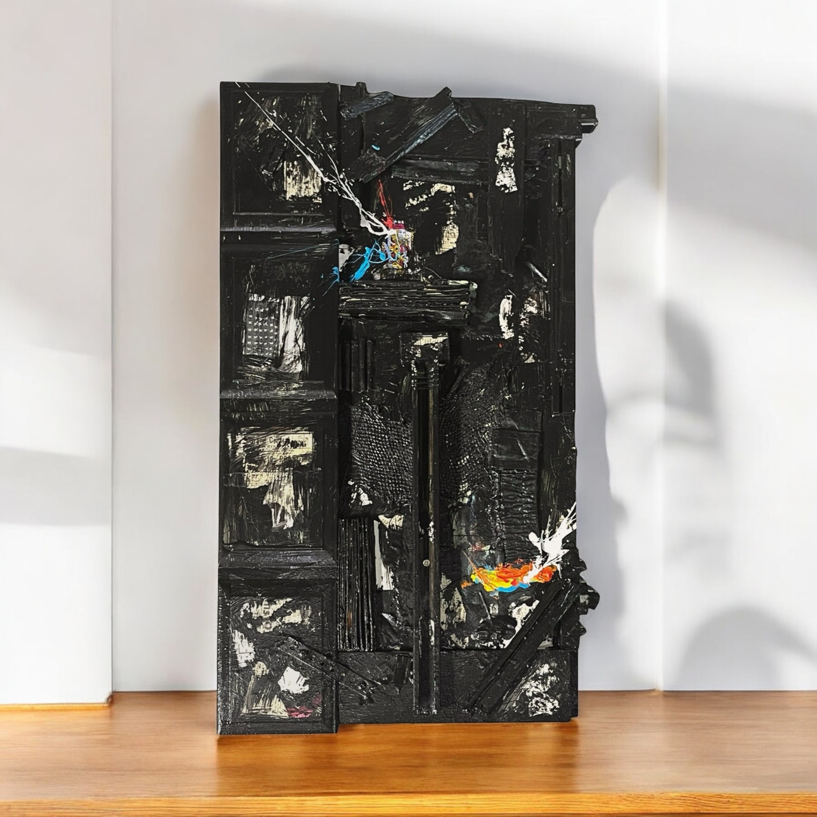 Original Mixed Media Abstract Art Assemblage 17x29 Deconstructed Drawer