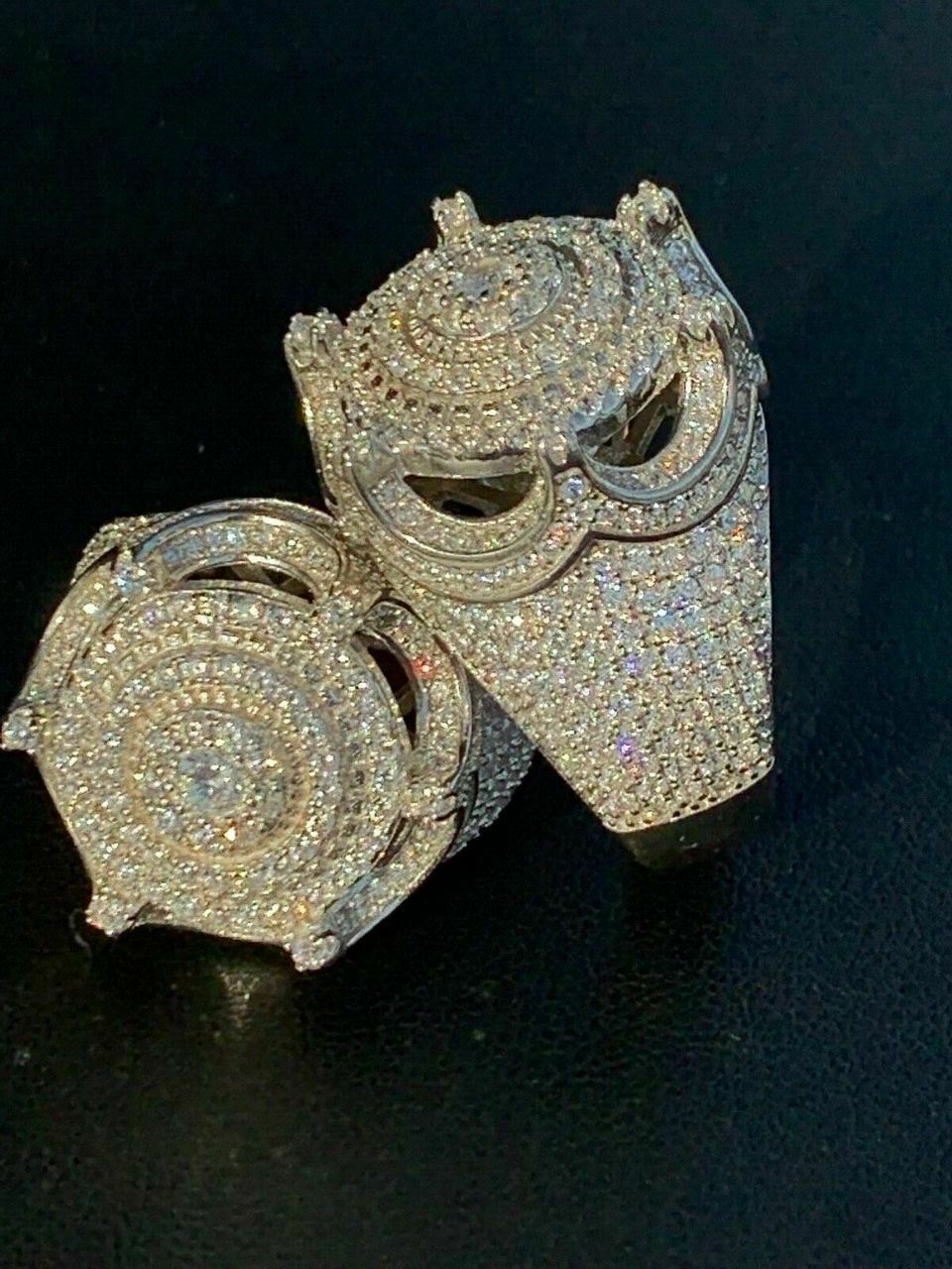925 SILVER ICED OUT KING CROWN RING SIZE 7