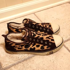 Ugg Women's Laela Leopard-Print Sherpa-Lined Calf Hair Sneakers Size 8.5