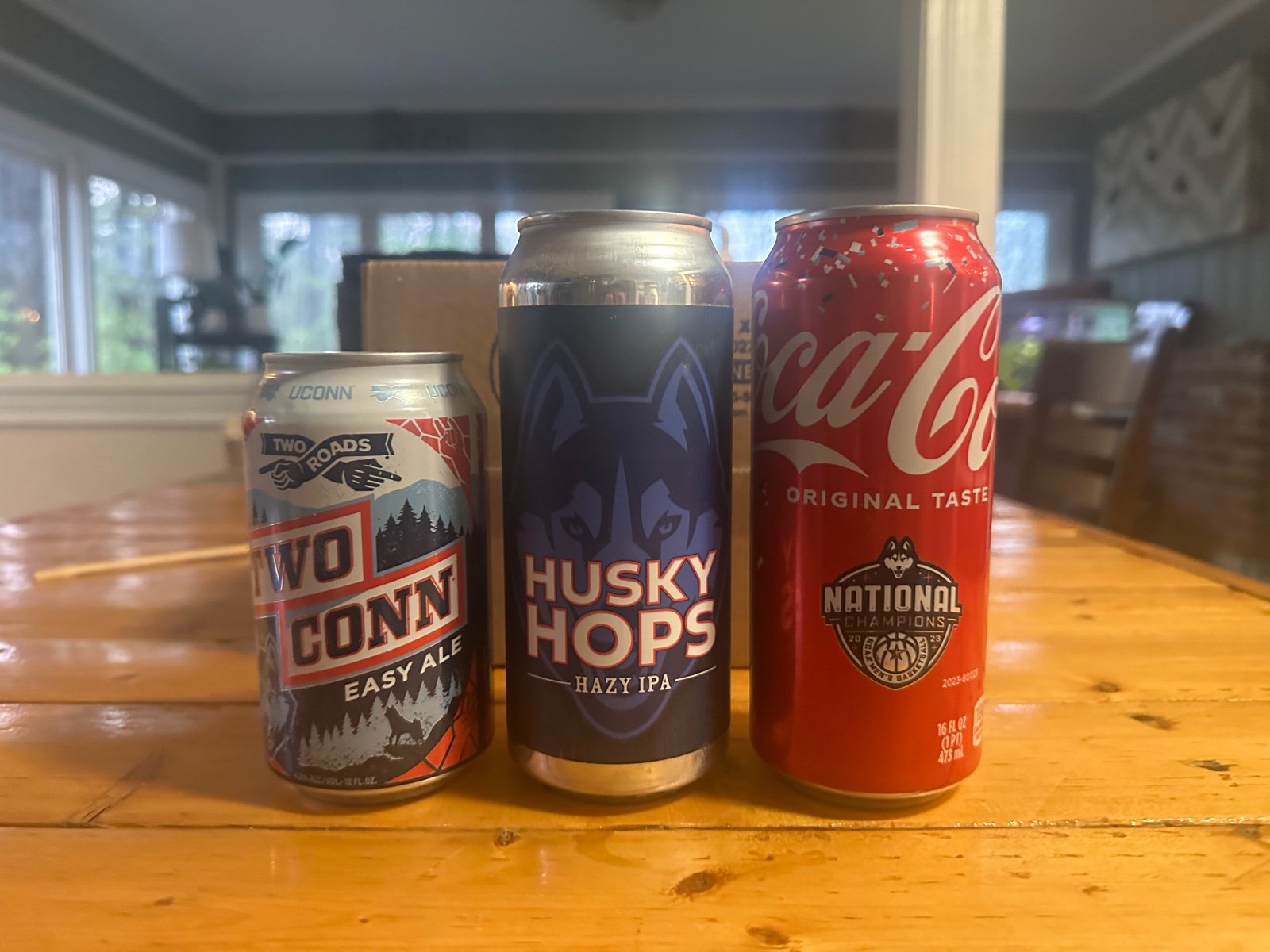 UCONN Huskies National Champions Coca Cola Husky Hops and Two Conn Unopened Cans