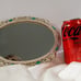 Vanity Mirror Tray Hollywood Regency MCM Sam Fink Faux Jade Cabochon Gold Tone