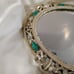 Vanity Mirror Tray Hollywood Regency MCM Sam Fink Faux Jade Cabochon Gold Tone