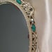 Vanity Mirror Tray Hollywood Regency MCM Sam Fink Faux Jade Cabochon Gold Tone