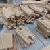 Huge Lot Wooden Railway Train Track 80+ Bridge Curved Straight Risers Switches