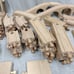 Huge Lot Wooden Railway Train Track 80+ Bridge Curved Straight Risers Switches