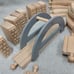 Huge Lot Wooden Railway Train Track 80+ Bridge Curved Straight Risers Switches