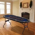 8 Player Oval Foldable Poker Table Casino Blackjack Texa Holdem Table 72