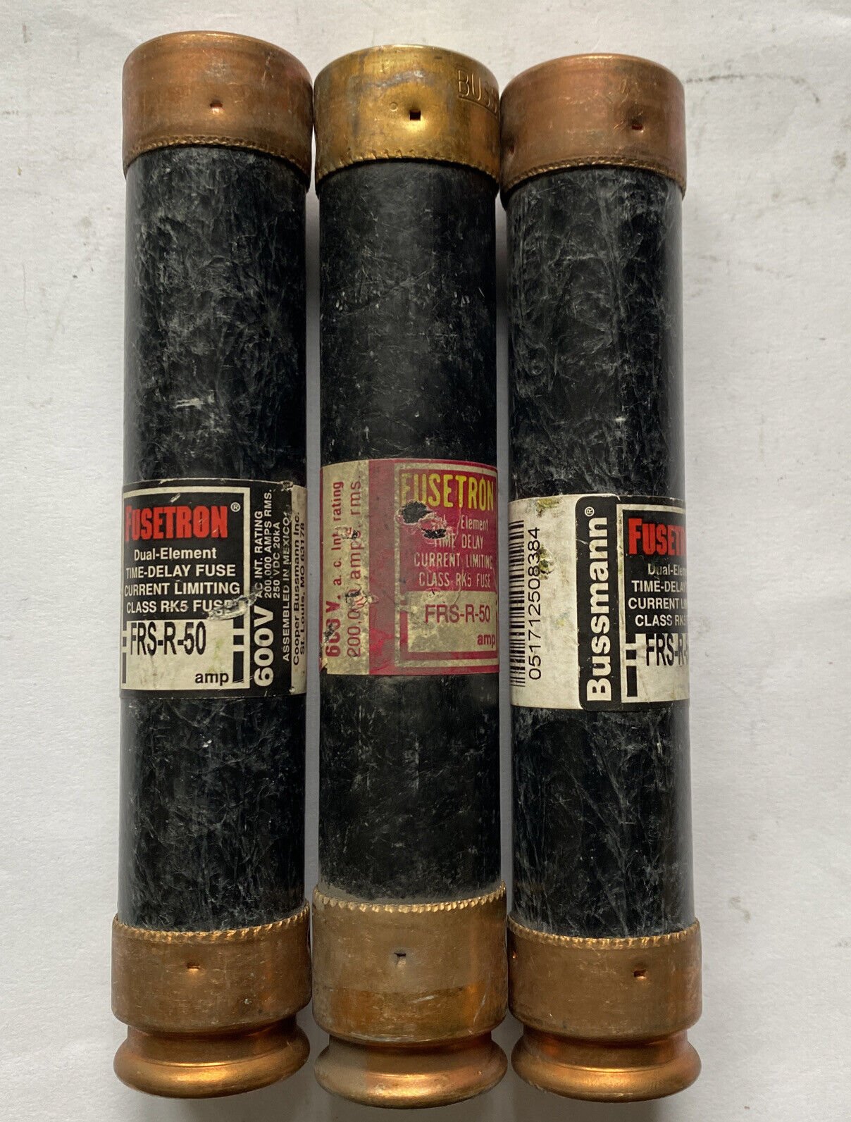 Lot Of 3 Fuses Fuse — Fusetron — Buss FRS-R-50 RK5 600V