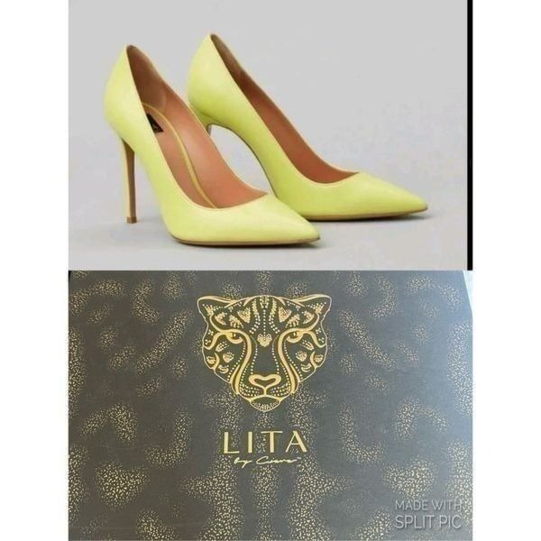 LITA by Ciara Acid Lime Leather Stiletto Pumps Shoes