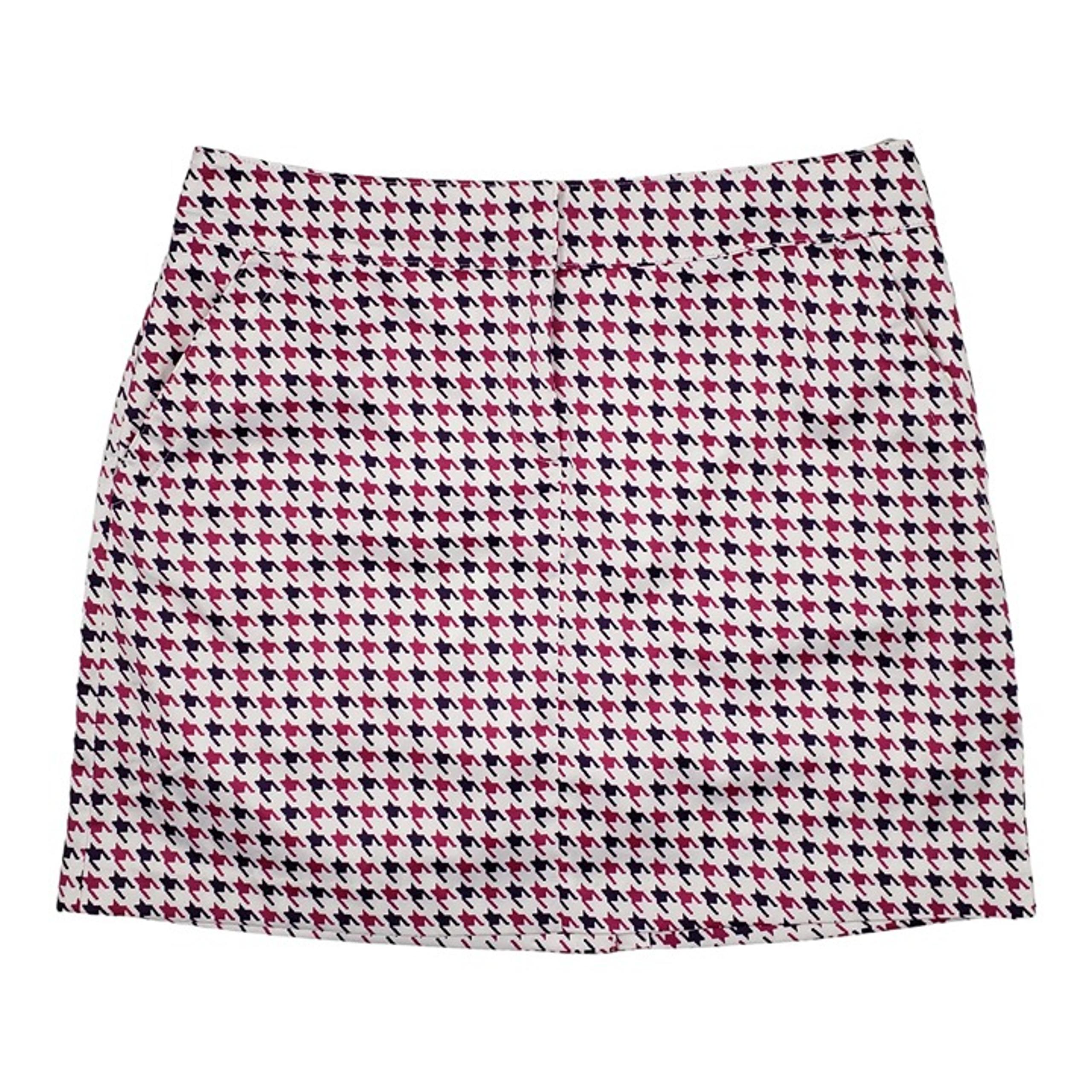 IZOD Golf Skort Skirt Stretch Pockets Houndstooth Pink Purple Womens Size 8
