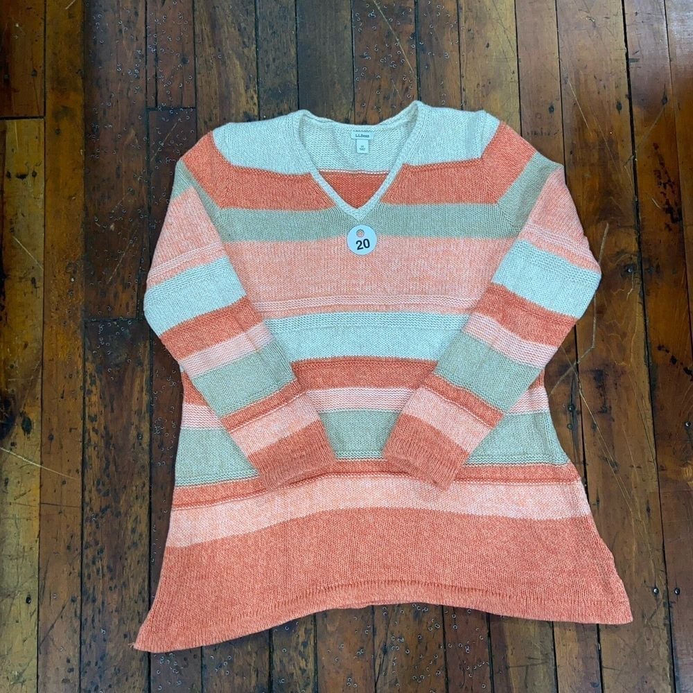 LL Bean Knitted Striped Pullover Sweater Woman's 1X Multicolor
