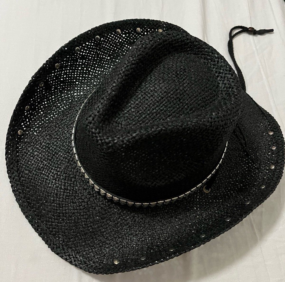Old stone straw studded cowgirl/cowboy hat