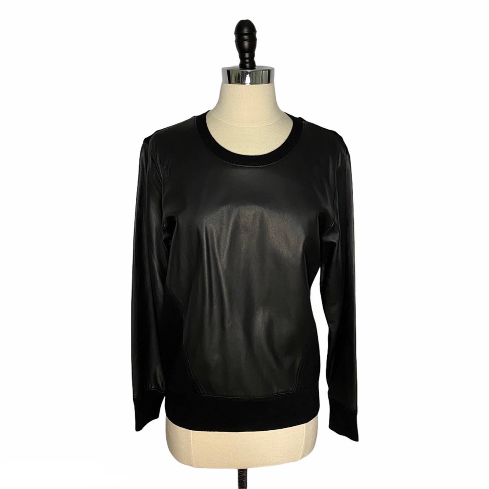 Helmut Lang Leather and Wool Sweatshirt
