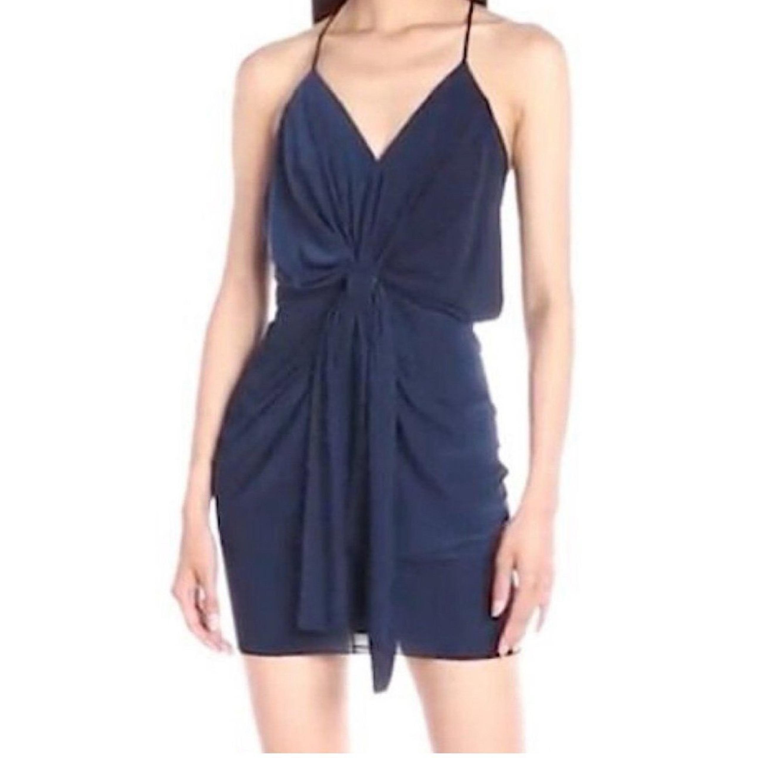 misa Los Angeles dress | blue cocktail mini dress with tie size xs