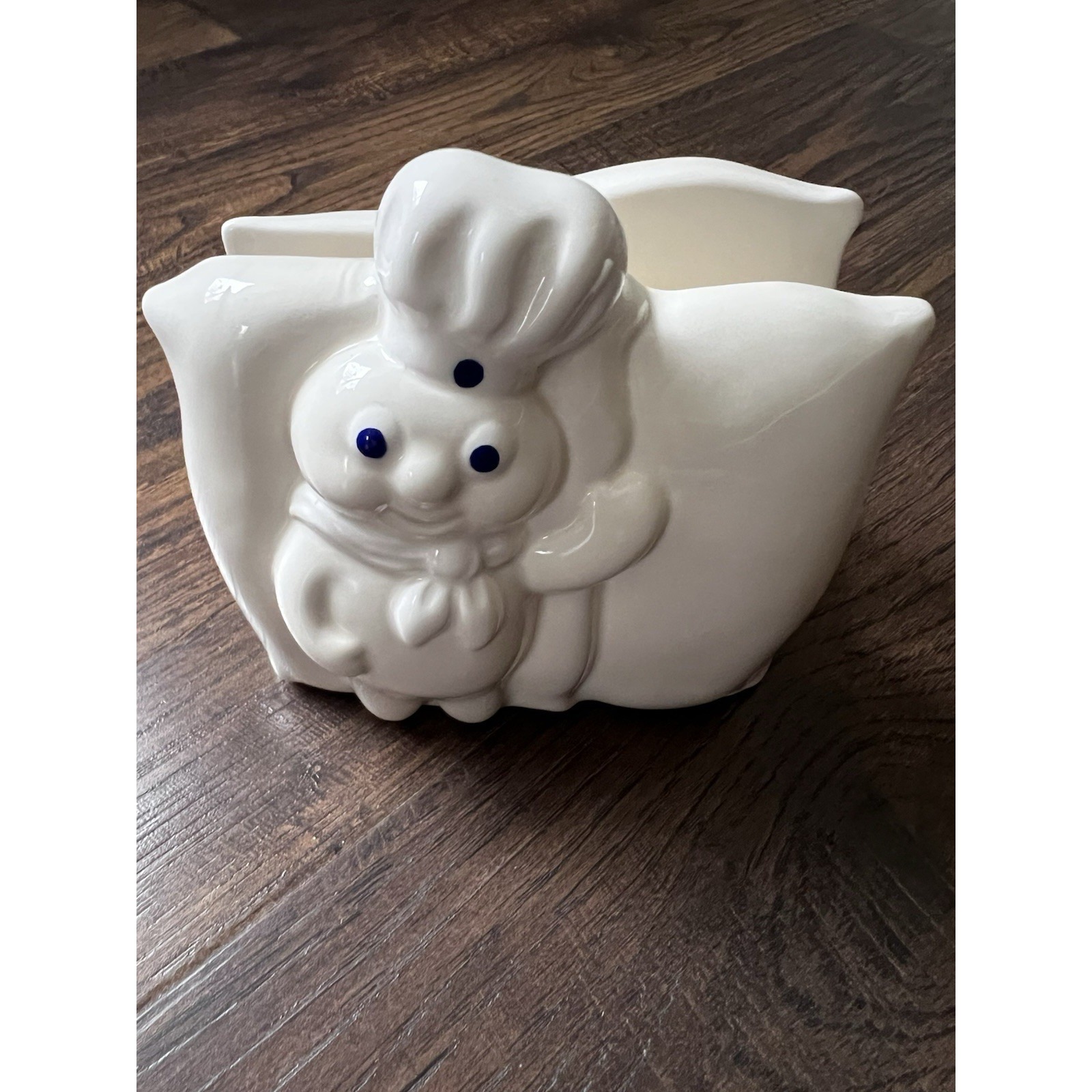 Vintage 1988 Pillsbury Doughboy Napkin Holder White Flour Sack Kitchen Ceramic