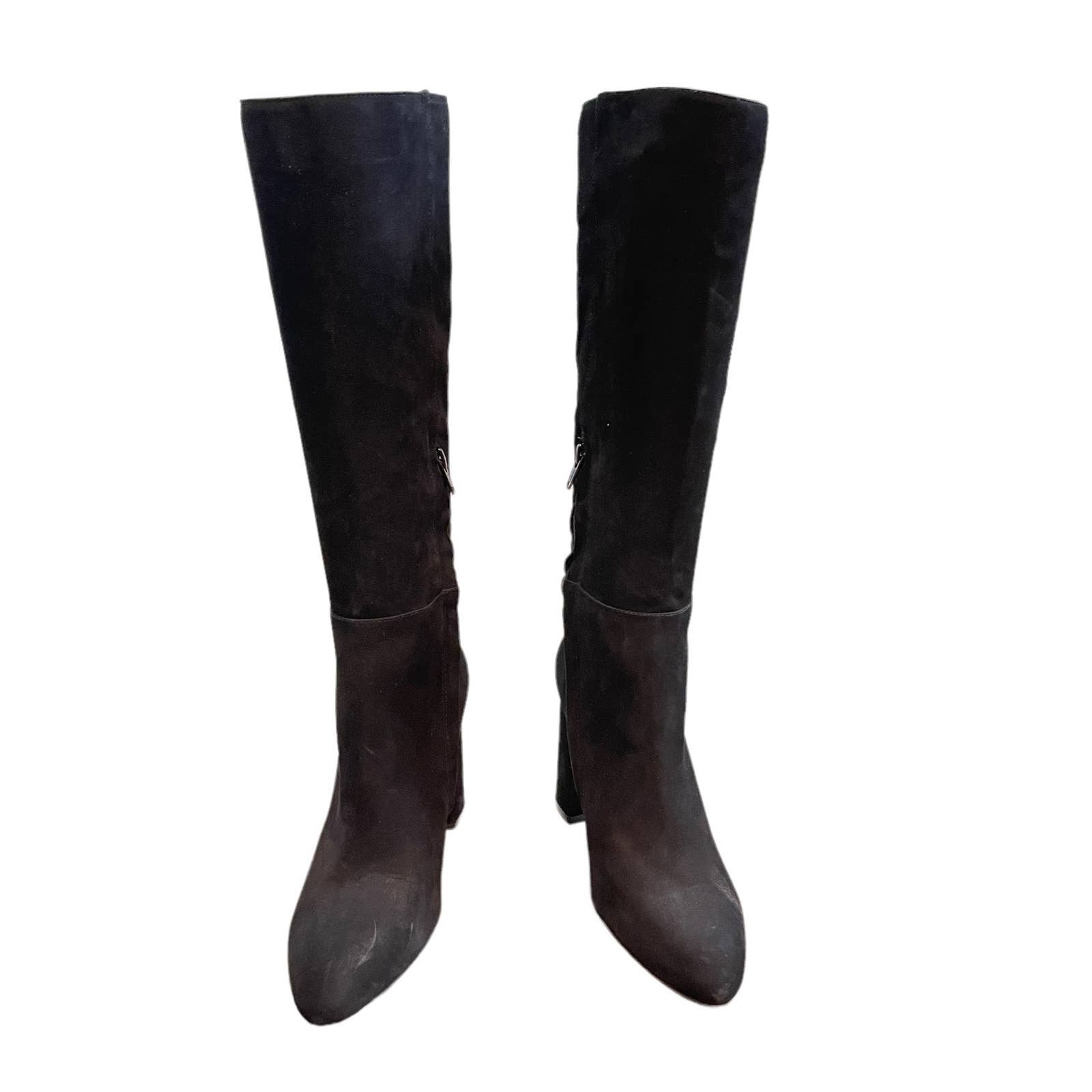 STEVE MADDEN Ninny Knee High Side Zip Leather Boot Black Women's Size 8M