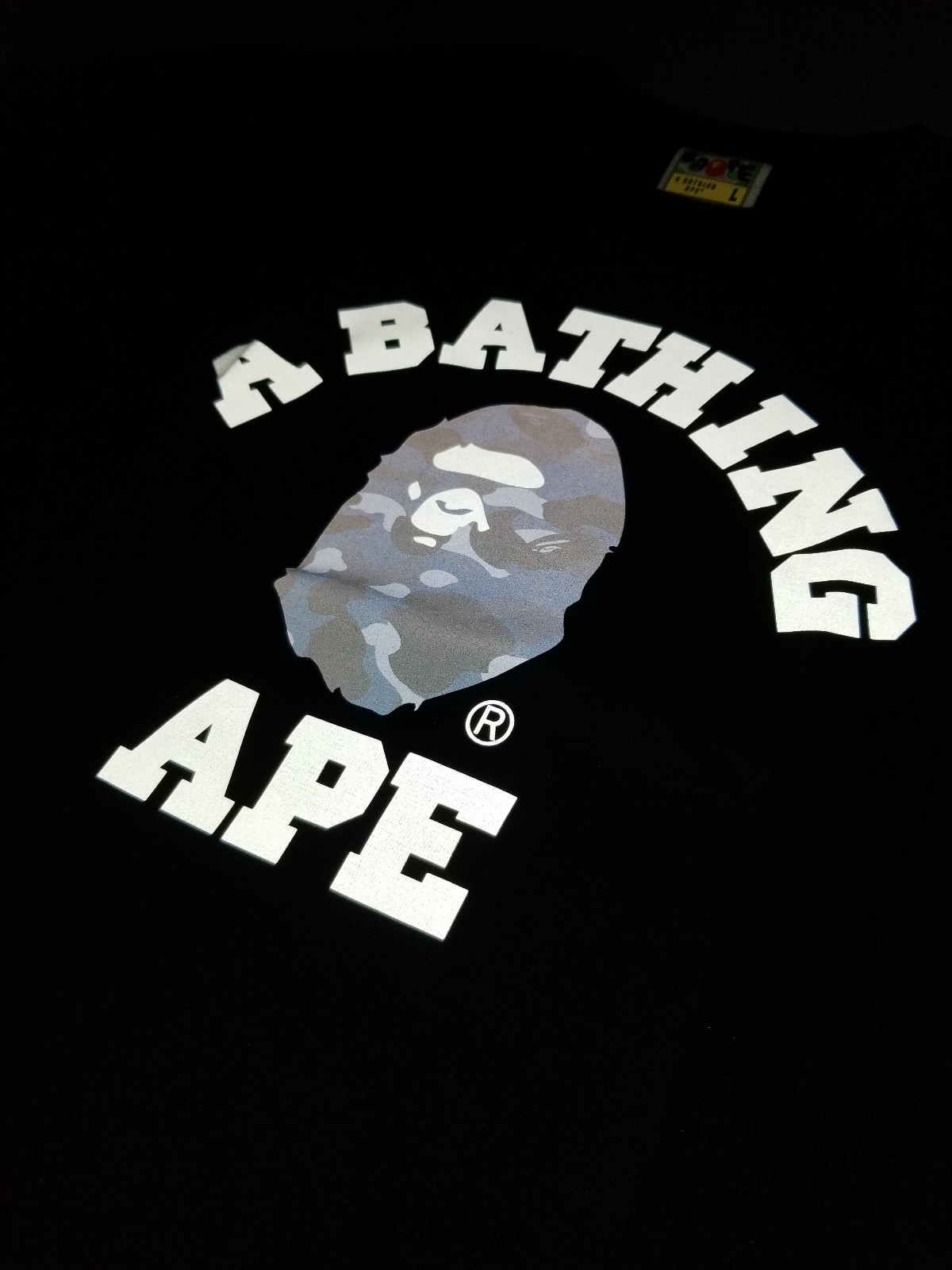 A BATHING APE 1st camo College Reflective Blue/Black tee