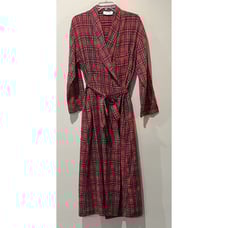 Lanz of Salzburg Robe Women’s Medium Flannel Pockets Red Plaid Cotton Vintage