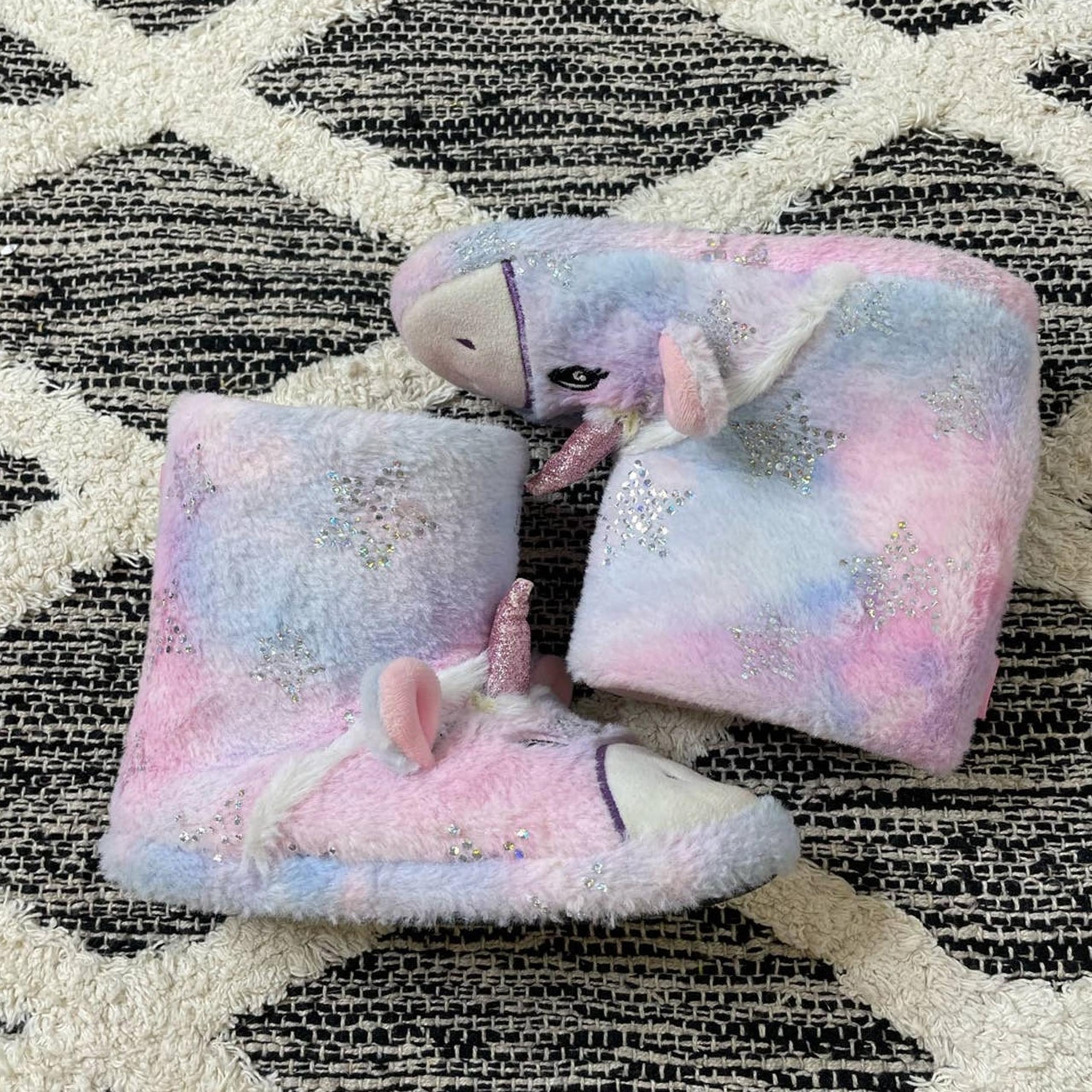 Amazon Totes Fuzzy Comfy Tie Dye Animal Bootie Slippers Little Girls size 13