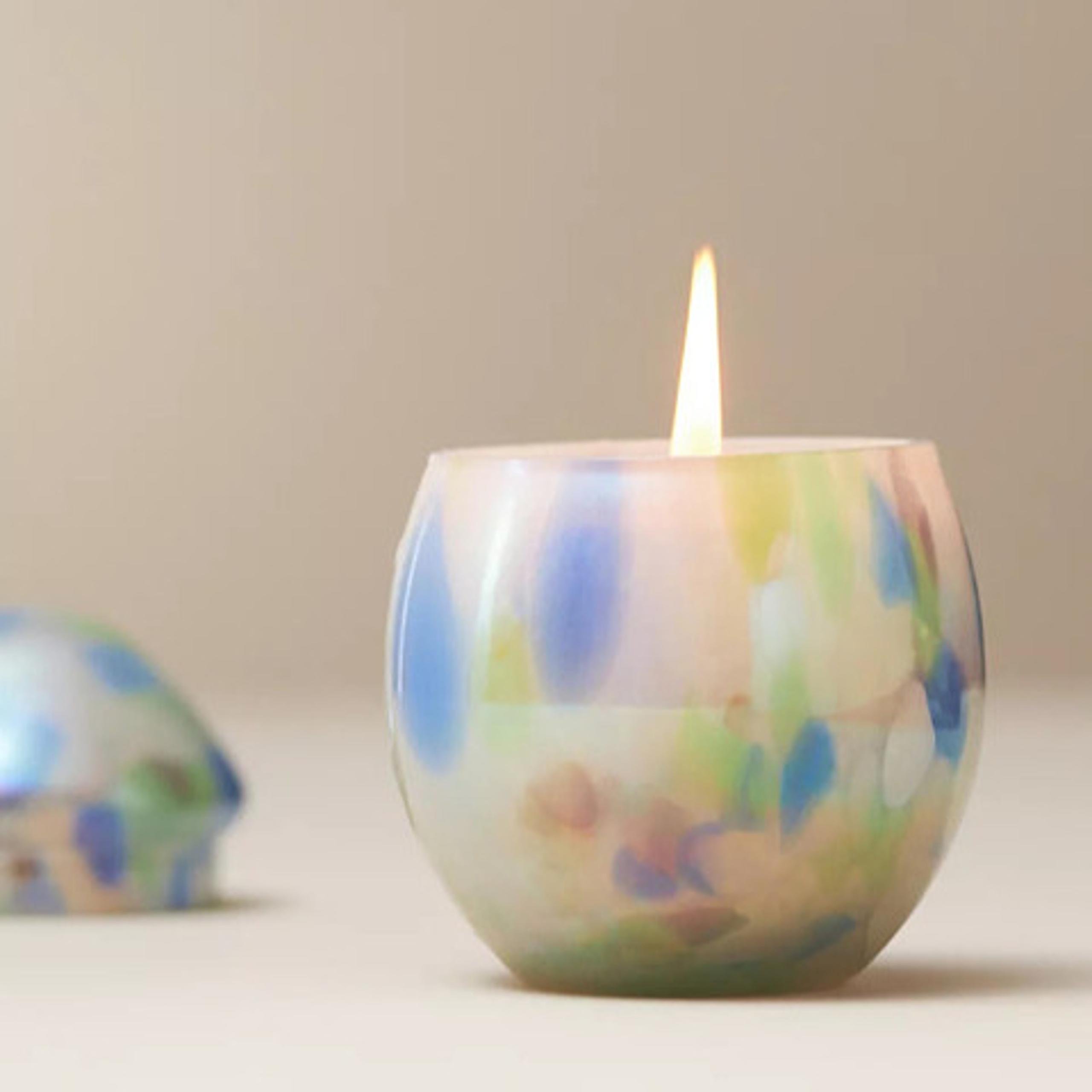 NEW Cheena Egg Fresh Fig Tree Glass Candle - Blue/Green, By Anthropologie