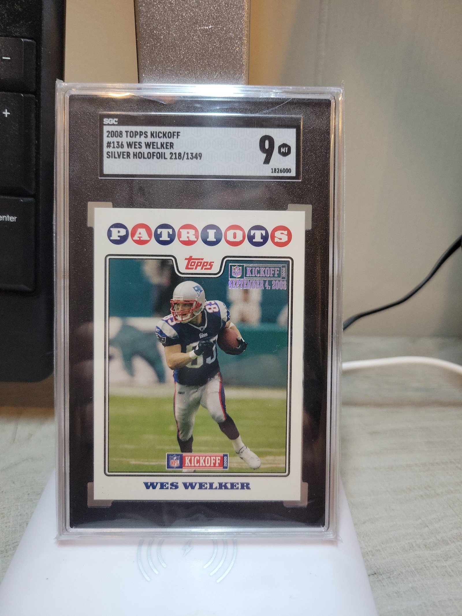 2008 Topps Kickoff-Wes Welker-Silver Holofoil 218/1349-SGC 9-Pop 1!