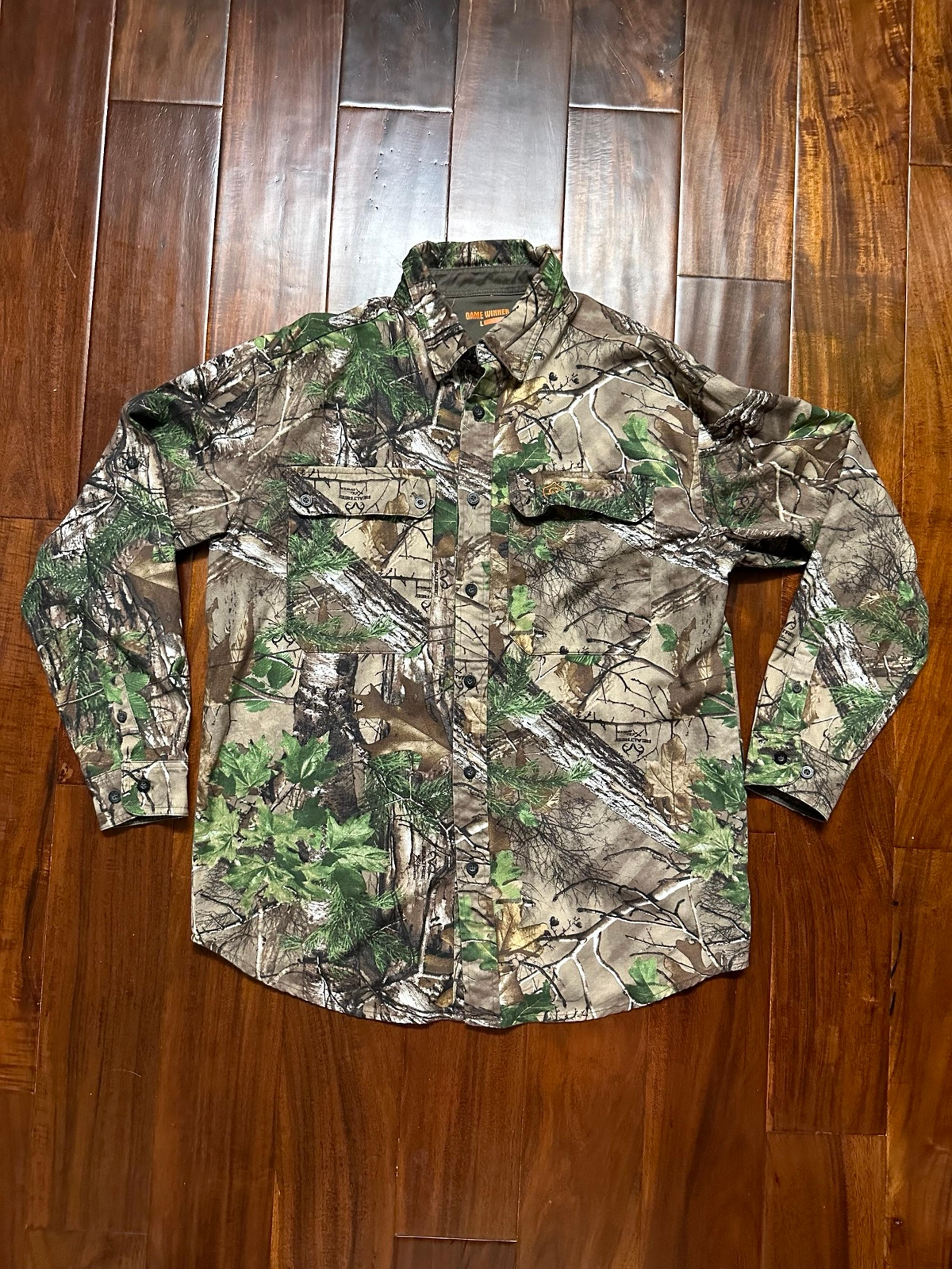 Game Winner Shirt Mens LARGE Realtree Camo Button Down Outdoor Hunting Fishing
