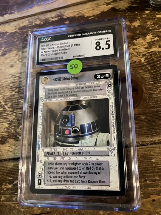 Graded R2-D2 1996 DECIPHER STAR WARS CCG A NEW HOPE LIMITED CGC 8.5 BLACK BORDER
