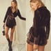 New Free People Viola Velvet Long Sleeve Brown Romper Size S