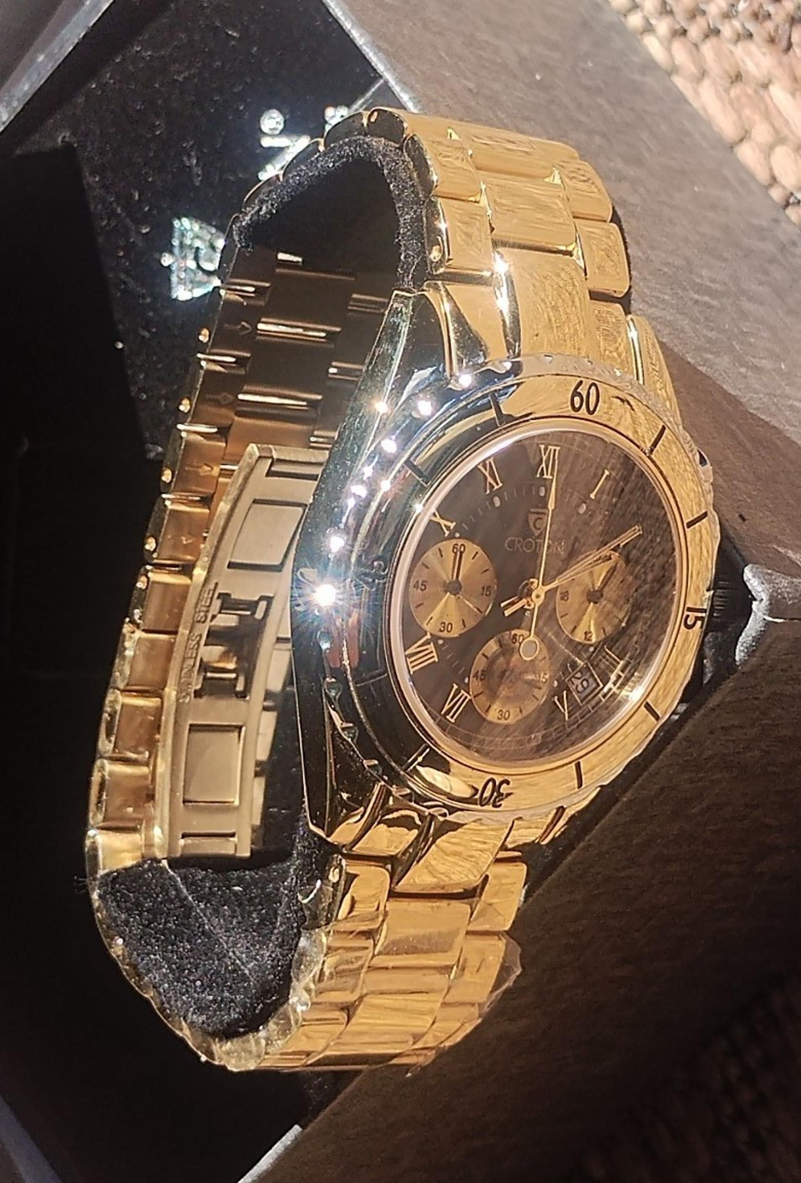 Vintage Croton Gold Tone Tri Phase Watch