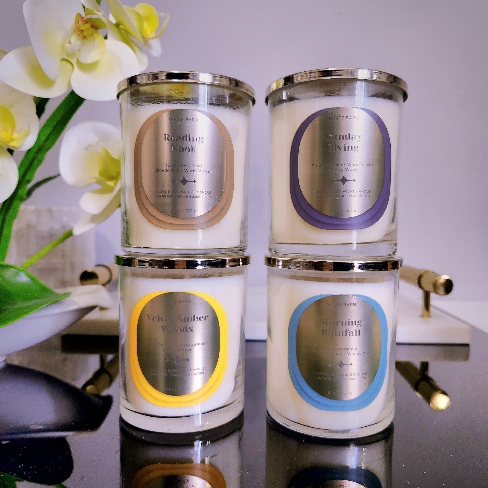 Test store exclusive warm & woodsy single wick 8oz candles X4.