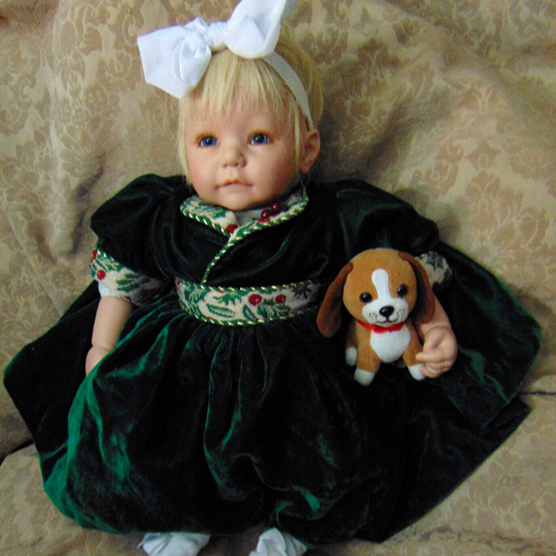 18” Adora Baby Doll Blonde & Violet Eyes Holiday Outfit Vinyl Silkstone?