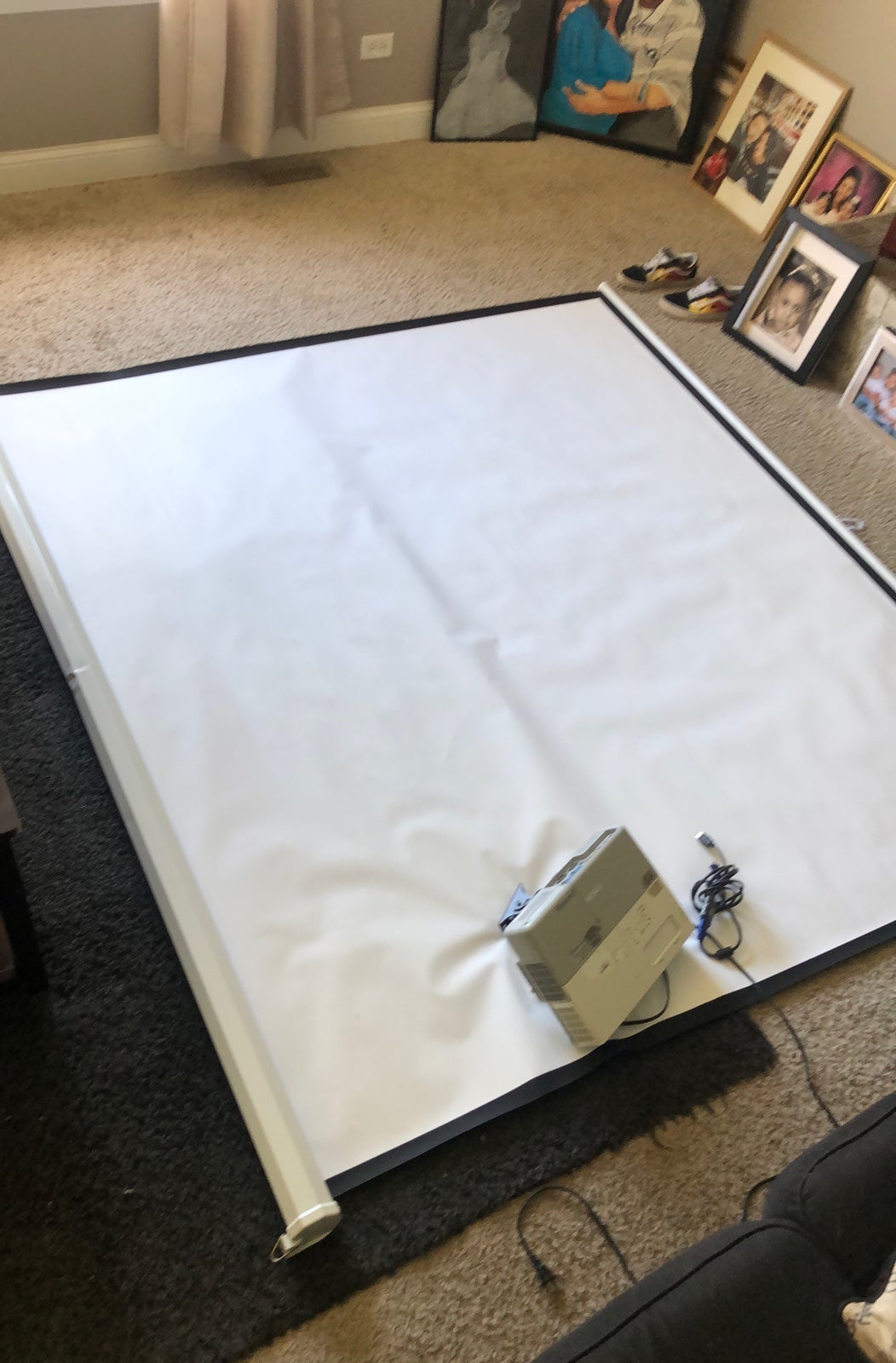 Full size projector screen and projector