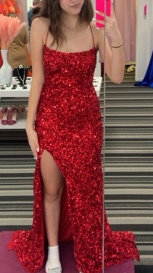Amarra Red Sequin Prom Dress